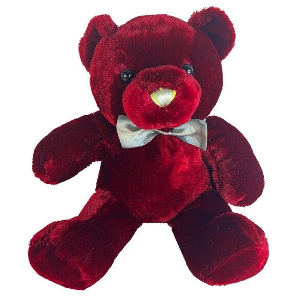 Dan Dee Collectors Choice Plush Teddy Bear Burgundy 13" Bow Tie Stuffed Animal - Picture 1 of 7